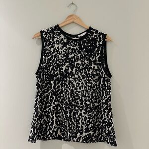 A.L.C. Black and White Sleeveless Women's Top 100% Silk Sz L